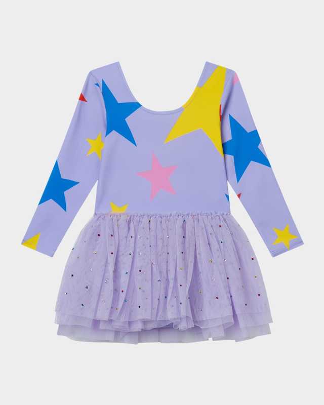 Girl's Multicolor Stars Dress & Tulle Skirt, Size 4-10